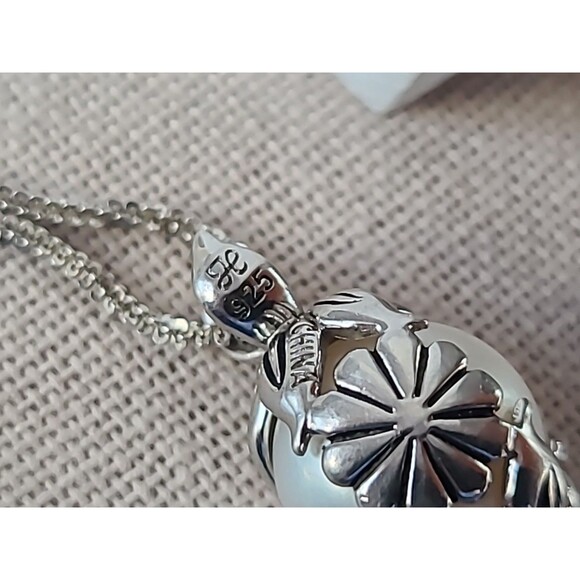 Honora 925 Sterling Silver Real Pearl Floral Pendant Necklace Vintage - Picture 6 of 11